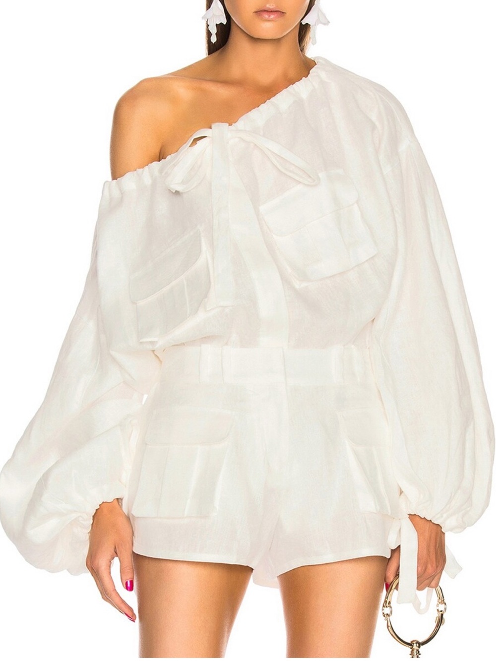 ZIMMERMANN Golden Skater White 100% Linen Oversized Blouse Top Size 0 US 4 NEW